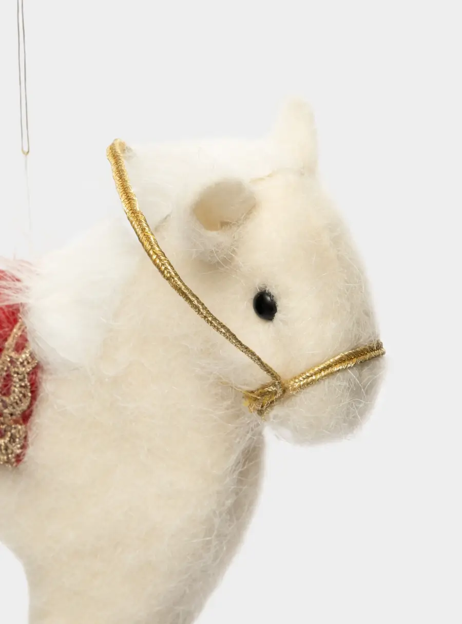 Игрушка елочная, 17 см, пенопласт/полиэстер, молочно-красная, Лошадка, New year, image-2