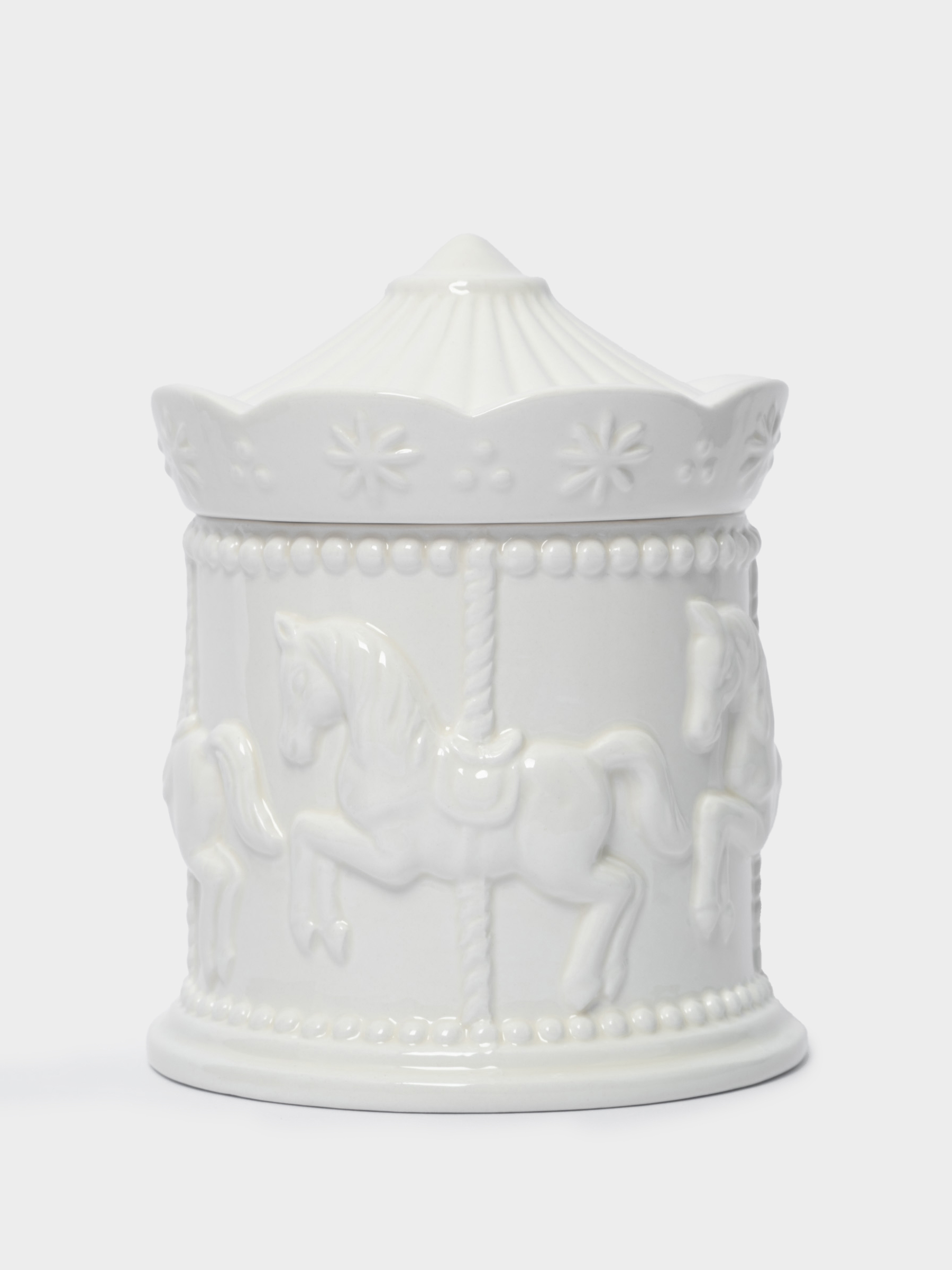 Емкость для хранения, 11х12 см, 550 мл, керамика, молочная, Карусель, Horse, image-0