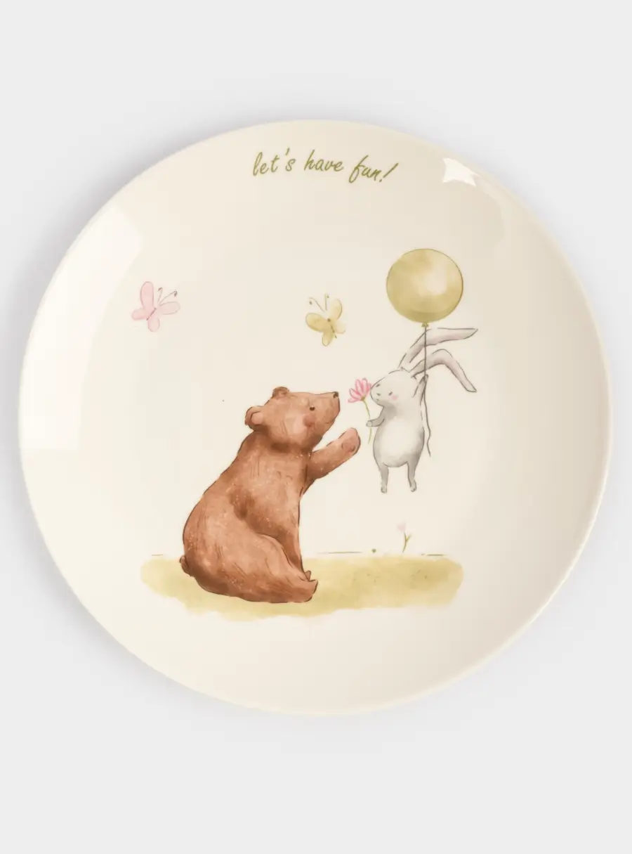 Набор посуды, детский, 1 перс, 3 пр, фарфор N, белый, Мишка и зайчик, Friendship, image-7