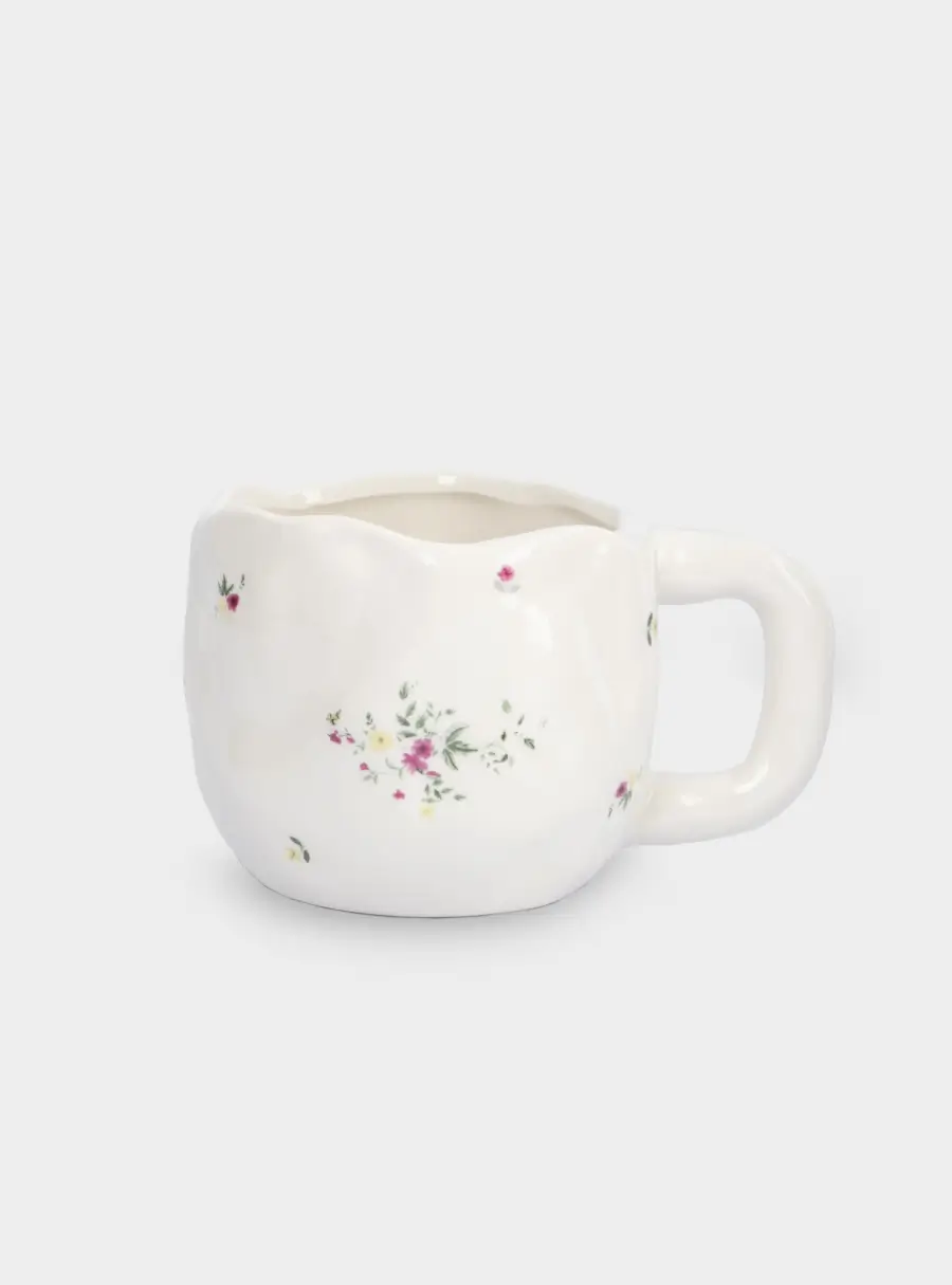 Кружка, 550 мл, керамика, белая, Цветы, Meadow ,image-0
