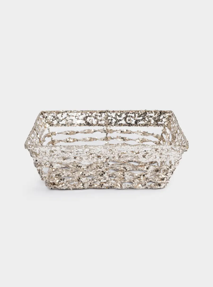 Корзина декоративная, 25х20 см, пластик/металл, прямоугольная, шампань, Celebration ,image-1