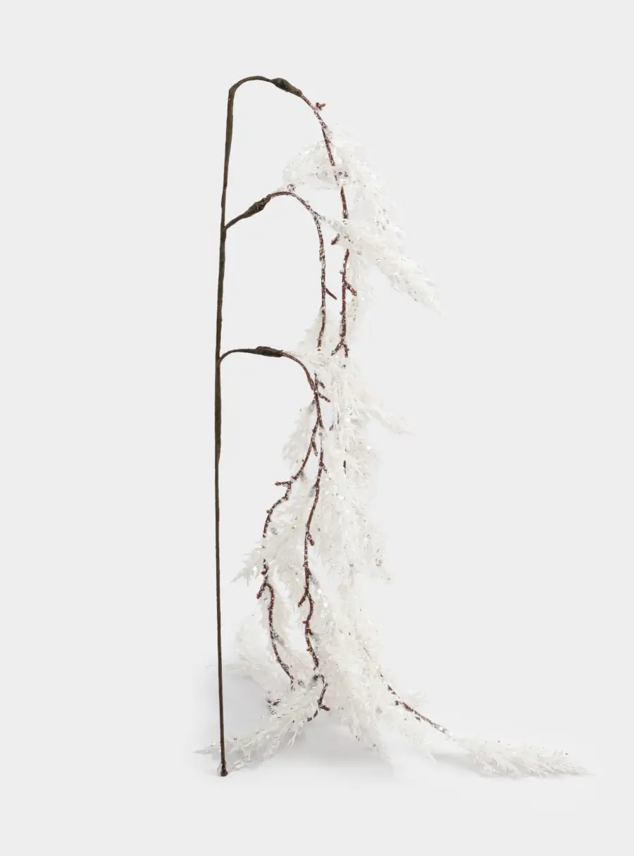 Ветка декоративная, 45 см, пластик/бумага, белая, Заснеженная ветка, Interior silver ,image-1