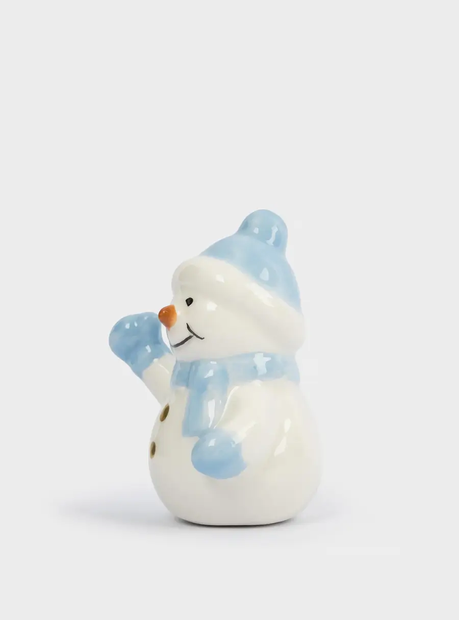 Статуэтка, 6 см, керамика, бело-голубая, Снеговик в шапке и шарфе, Snowman ,image-2