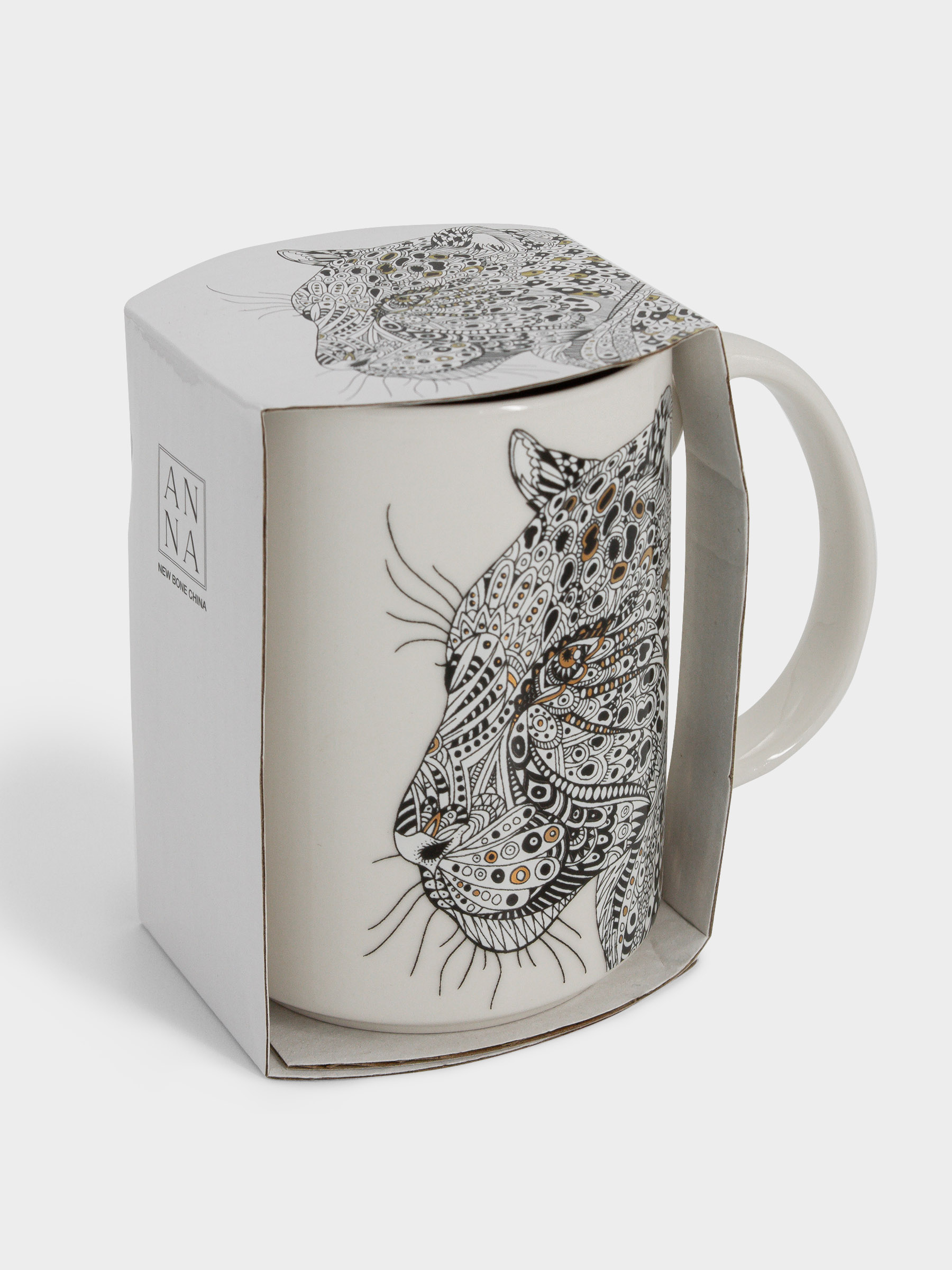 Кружка, 500 мл, фарфор N, белая, Леопард, Wild, image-4
