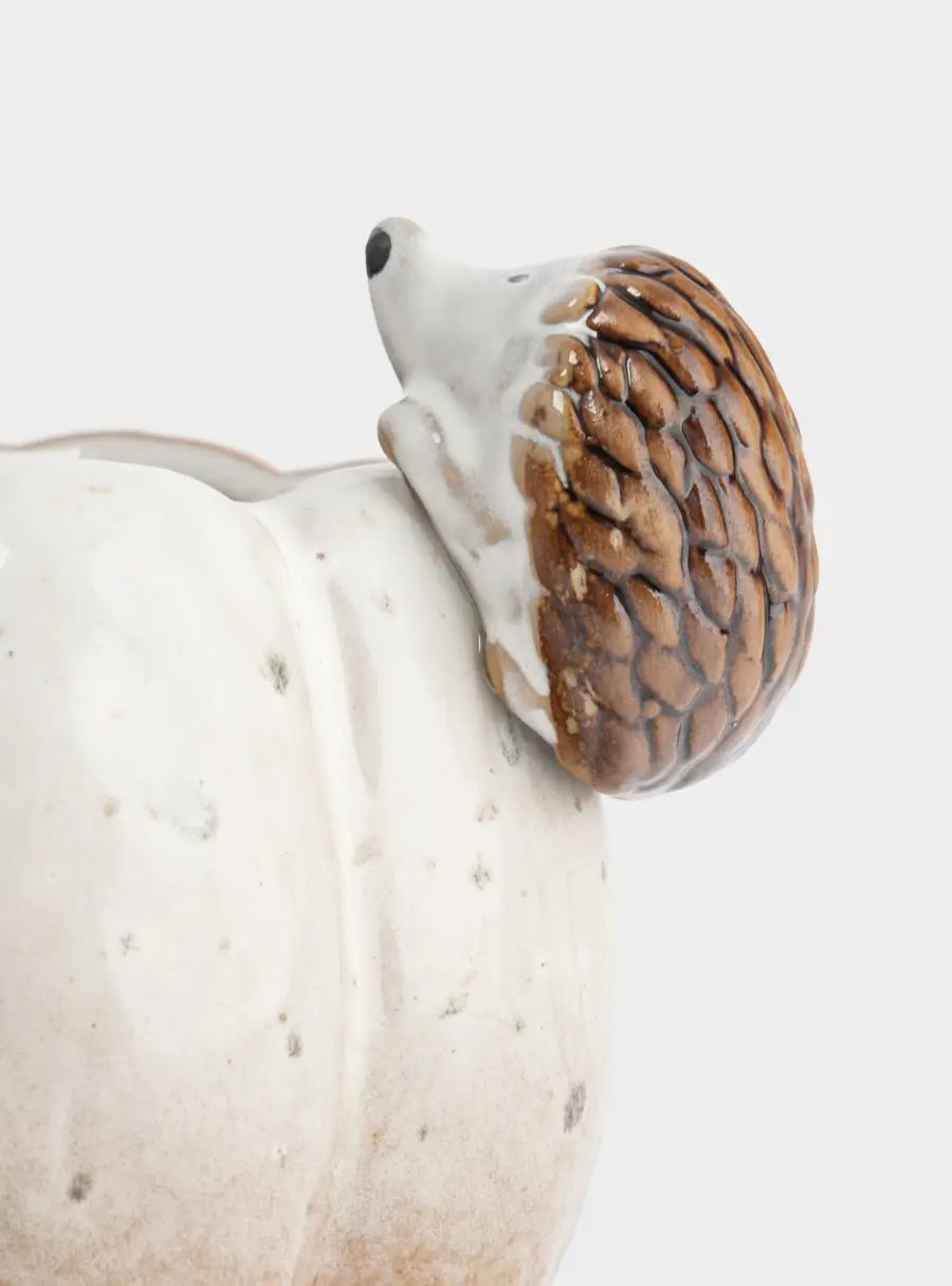 Кружка, 400 мл, фарфор P, молочная, в крапинку, Еж на тыкве, Light pumpkin, image-4