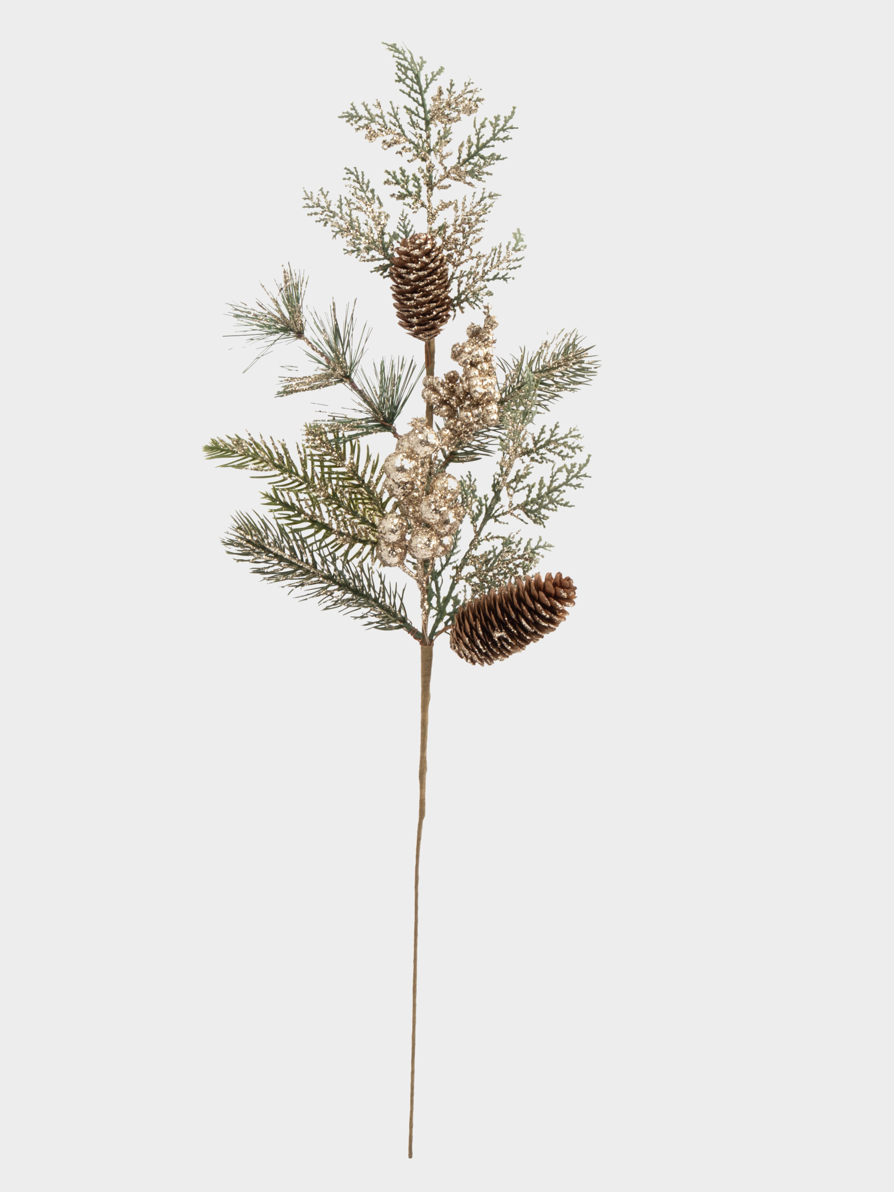 Ветка декоративная, 62 см, пластик, Золотые ягоды, Interior natural, image-0