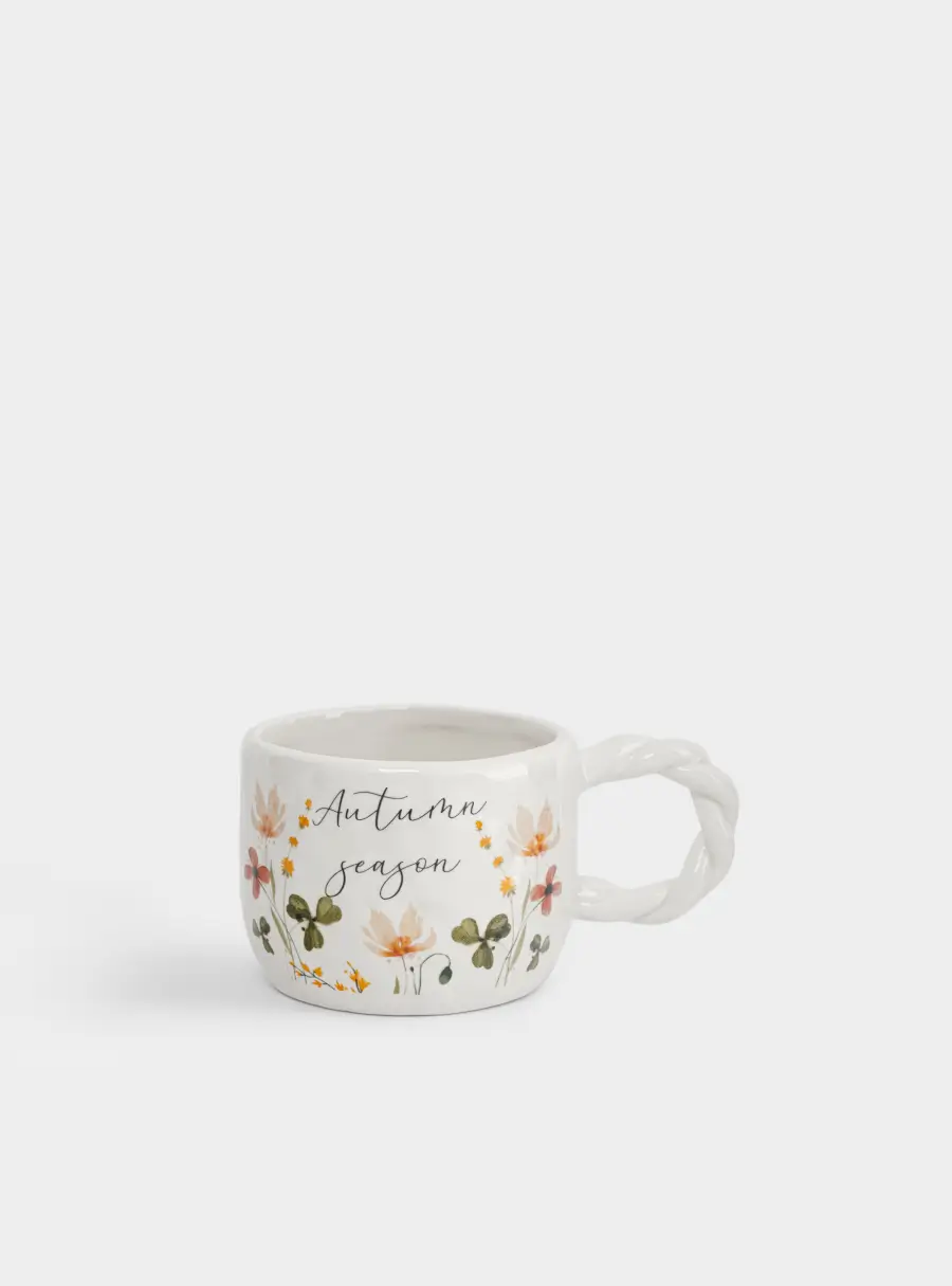 Кружка, 450 мл, керамика D, молочная, Цветы и листья, Autumn motifs ,image-1