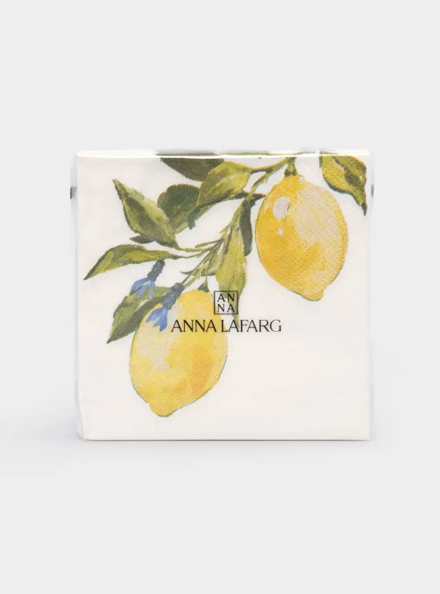 Салфетки бумажные, 21х21 см, 20 шт, квадратные, белые, Лимоны, Palermo ,image-1