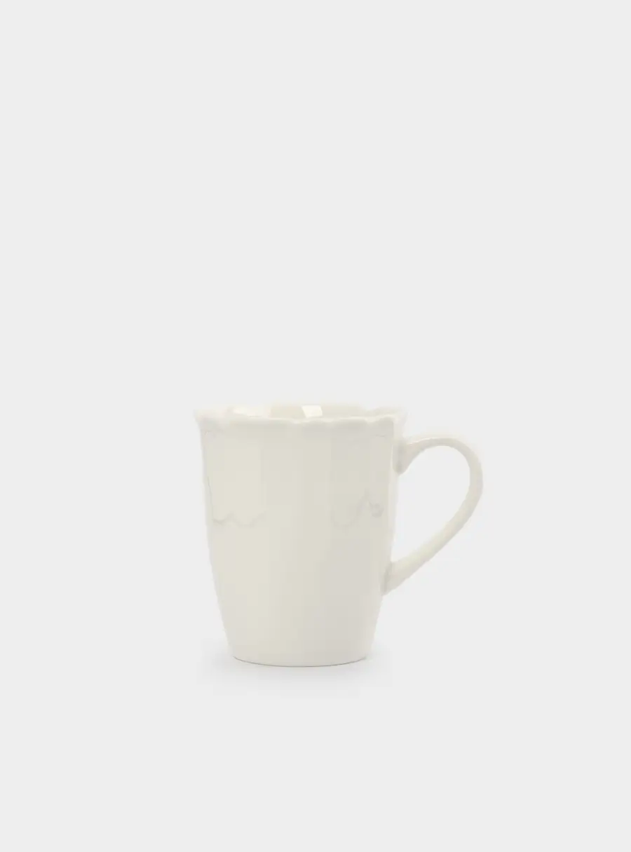 Кружка, 400 мл, фарфор P, белая, Волнистый край, White ocean ,image-0