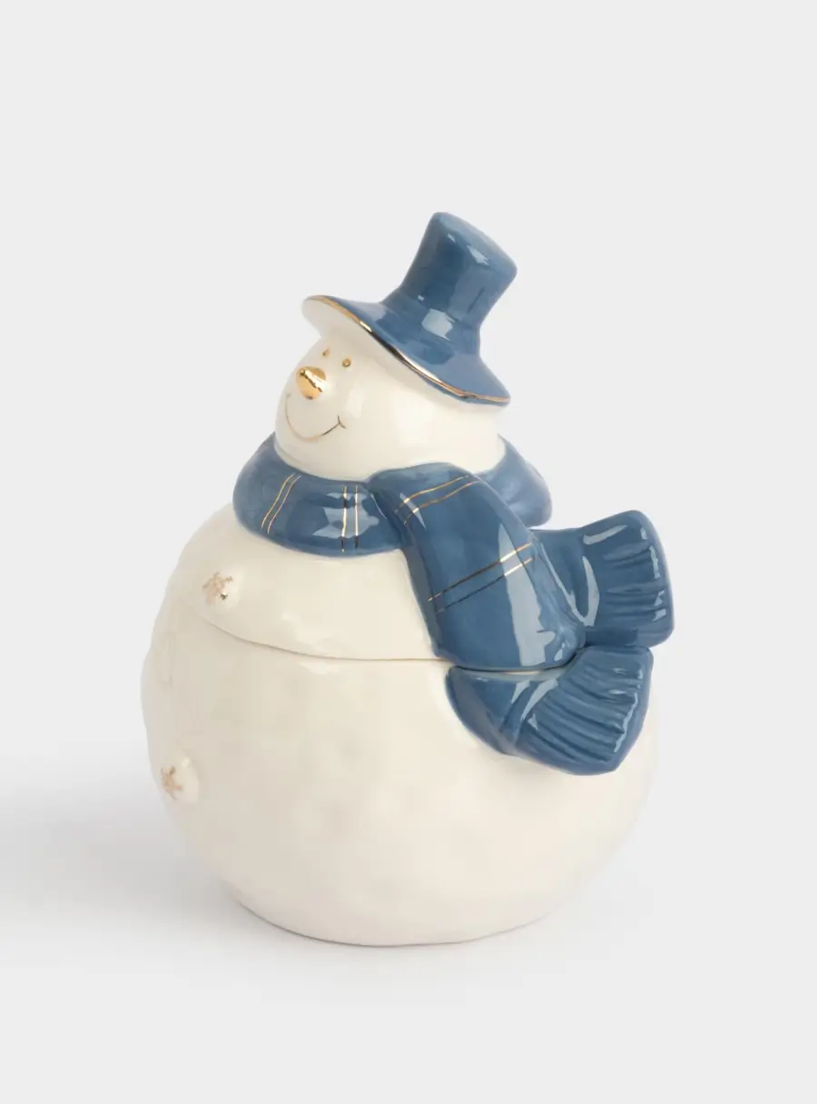 Емкость для хранения, 19 см, фарфор P, бело-голубая, Снеговик, Snowfall, image-5