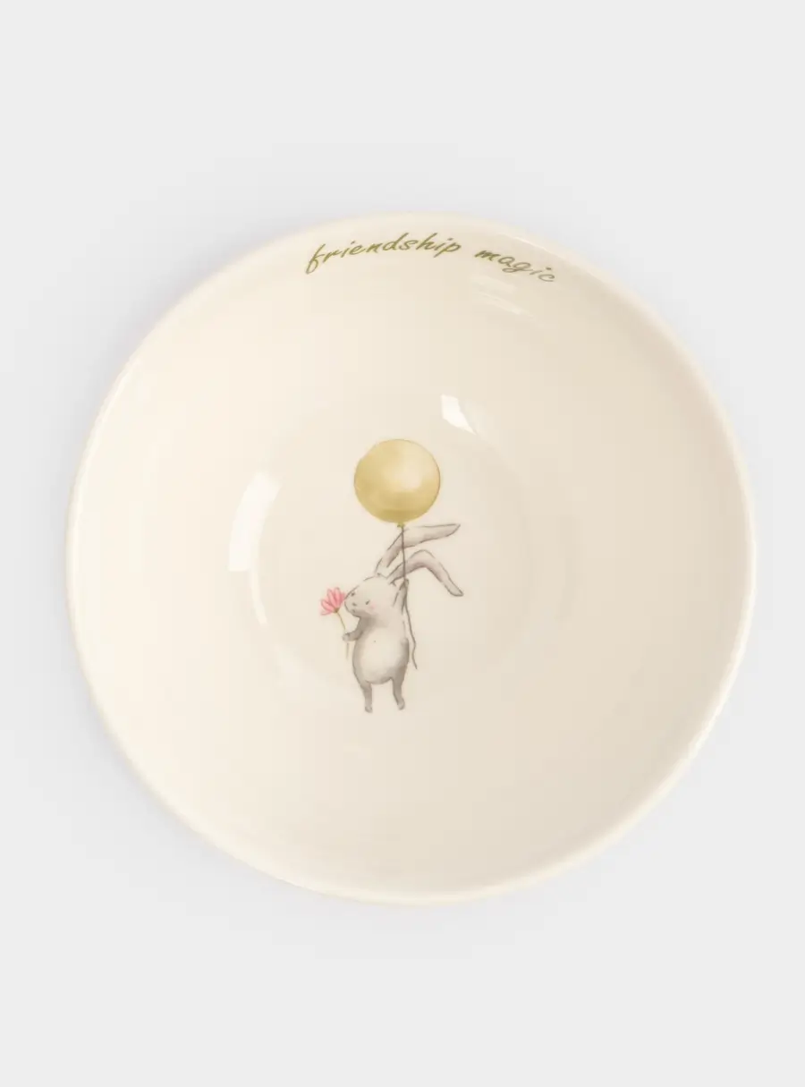 Набор посуды, детский, 1 перс, 3 пр, фарфор N, белый, Мишка и зайчик, Friendship, image-4