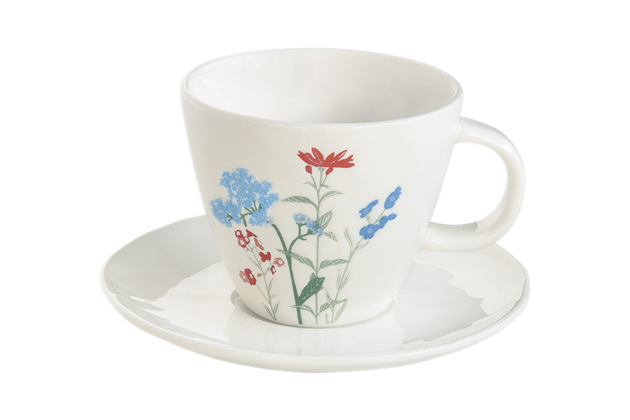 Чашка с блюдцем Луговые цветы, голубые, 0,25 л