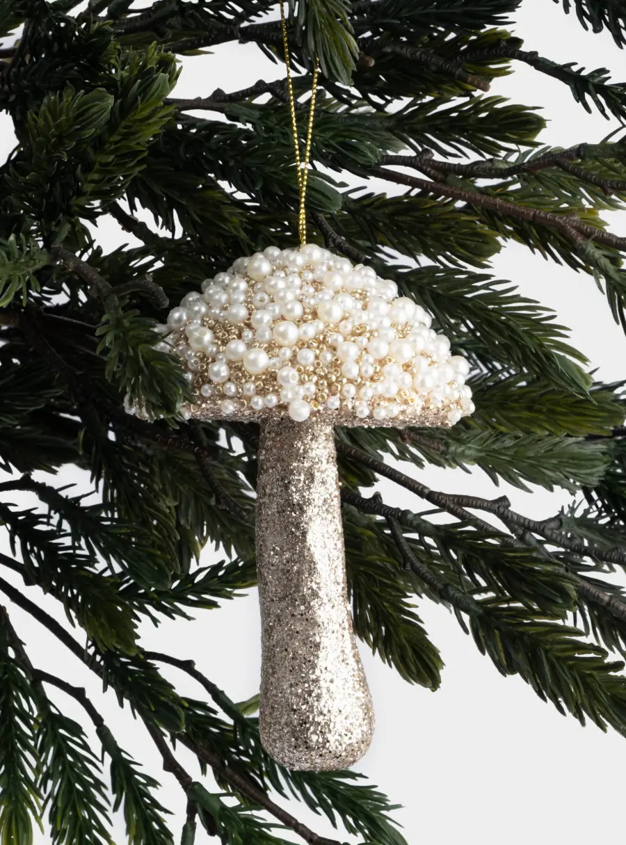 Игрушка елочная, 13 см, пластик, шампань, Гриб, New year, image-2