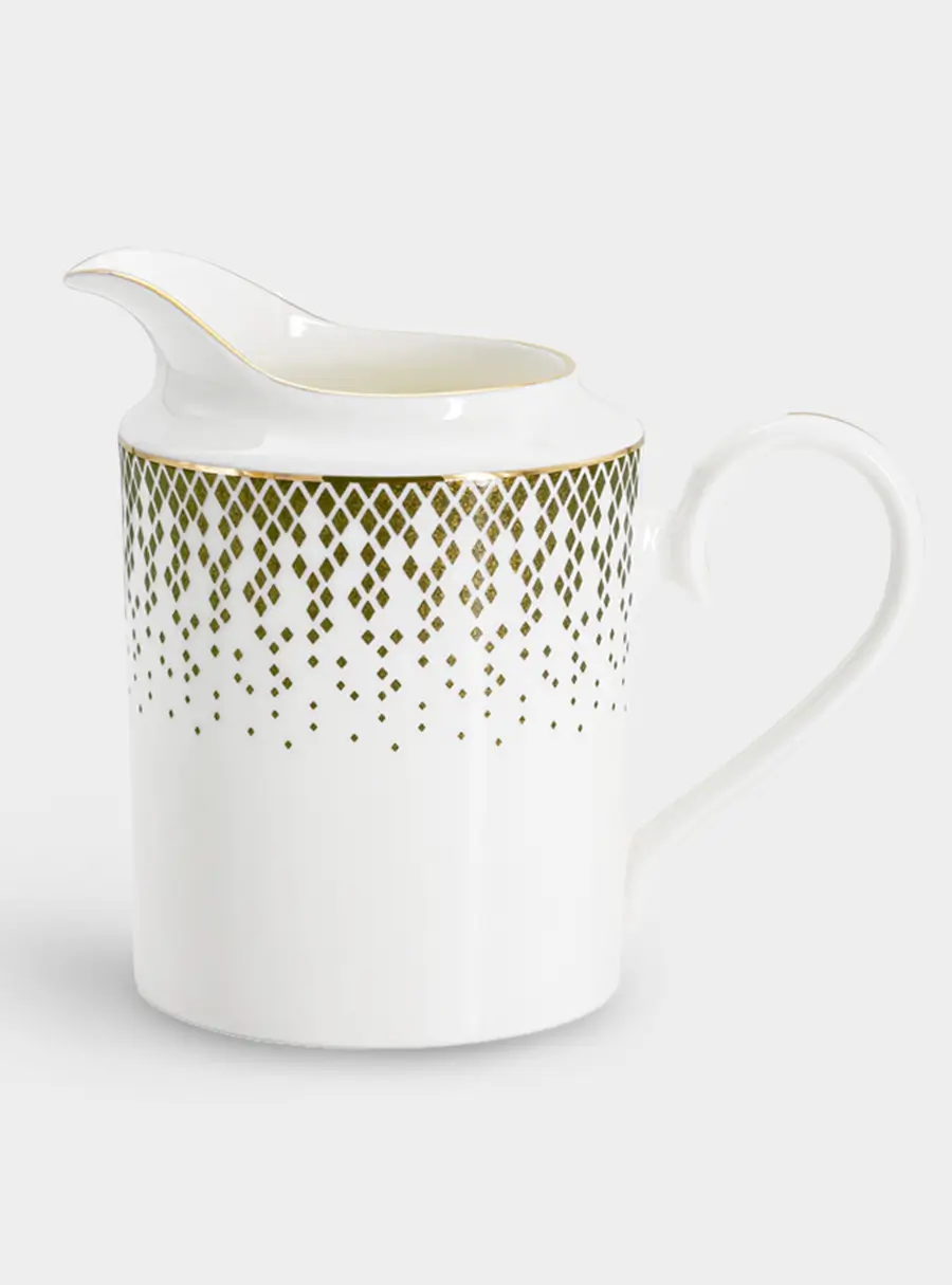 Сервиз чайный, 12 перс, 40 пр, фарфор F, бело-зеленый, с золотистым кантом, матовый, Virtus, image-4