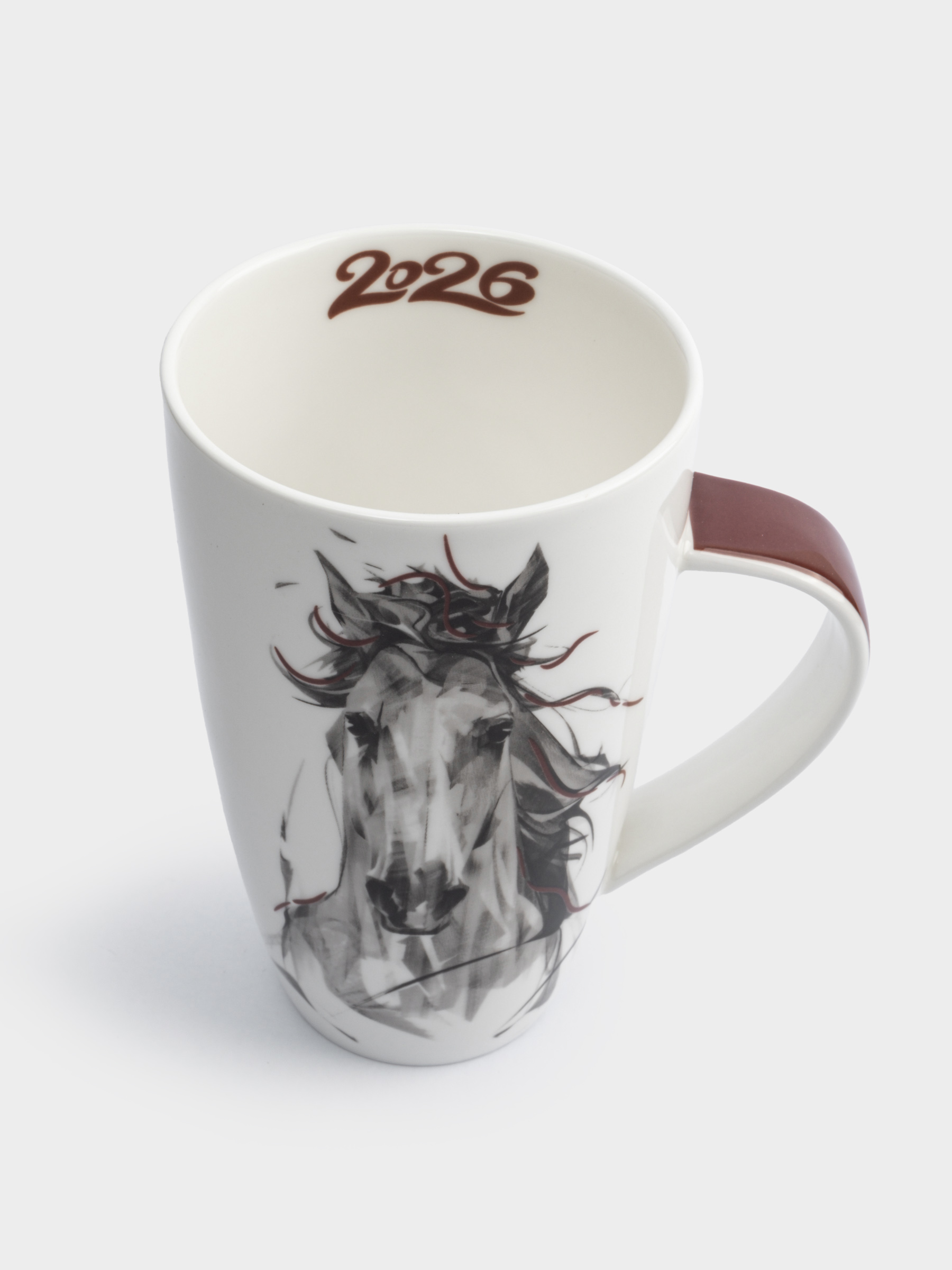 Кружка, 600 мл, фарфор F, черно-белая, Конь, Horse, image-1
