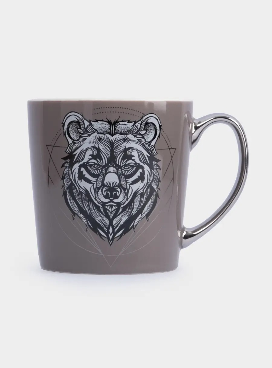 Кружка, 500 мл, фарфор N, коричнево-серебристая, Медведь, Graphics, image-2