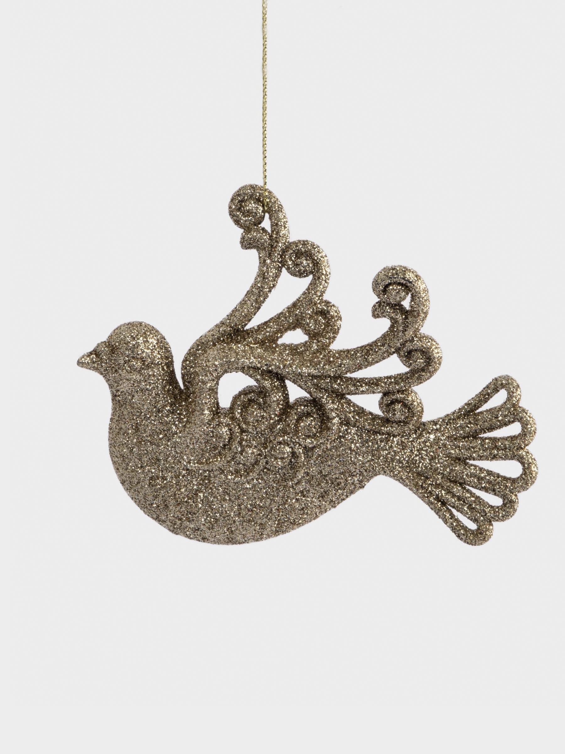 Игрушка елочная, 11х9 см, пластик, шампань, Голубка, New year, image-0