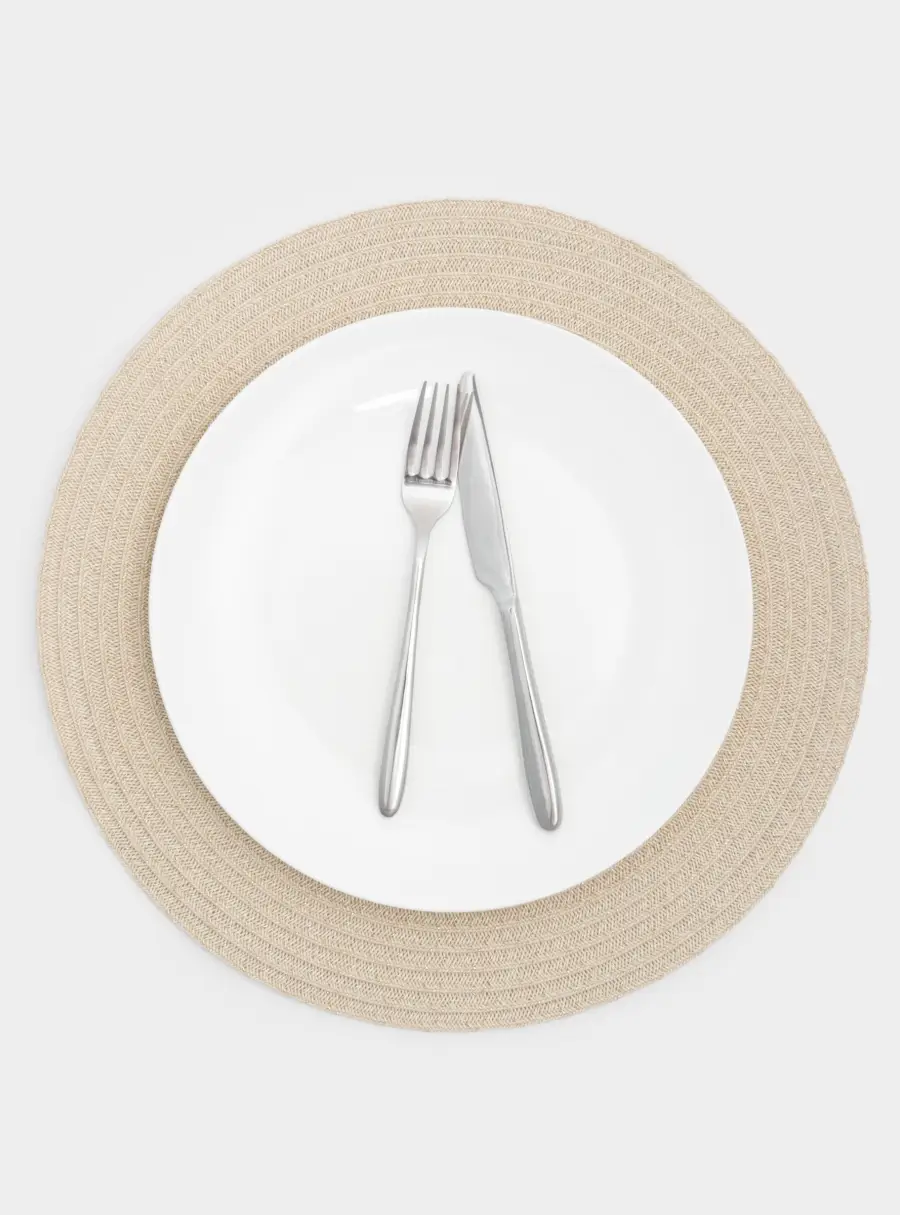 Салфетка под приборы, 38 см, полипропилен, круглая, молочно-бежевая, Matera ,image-3