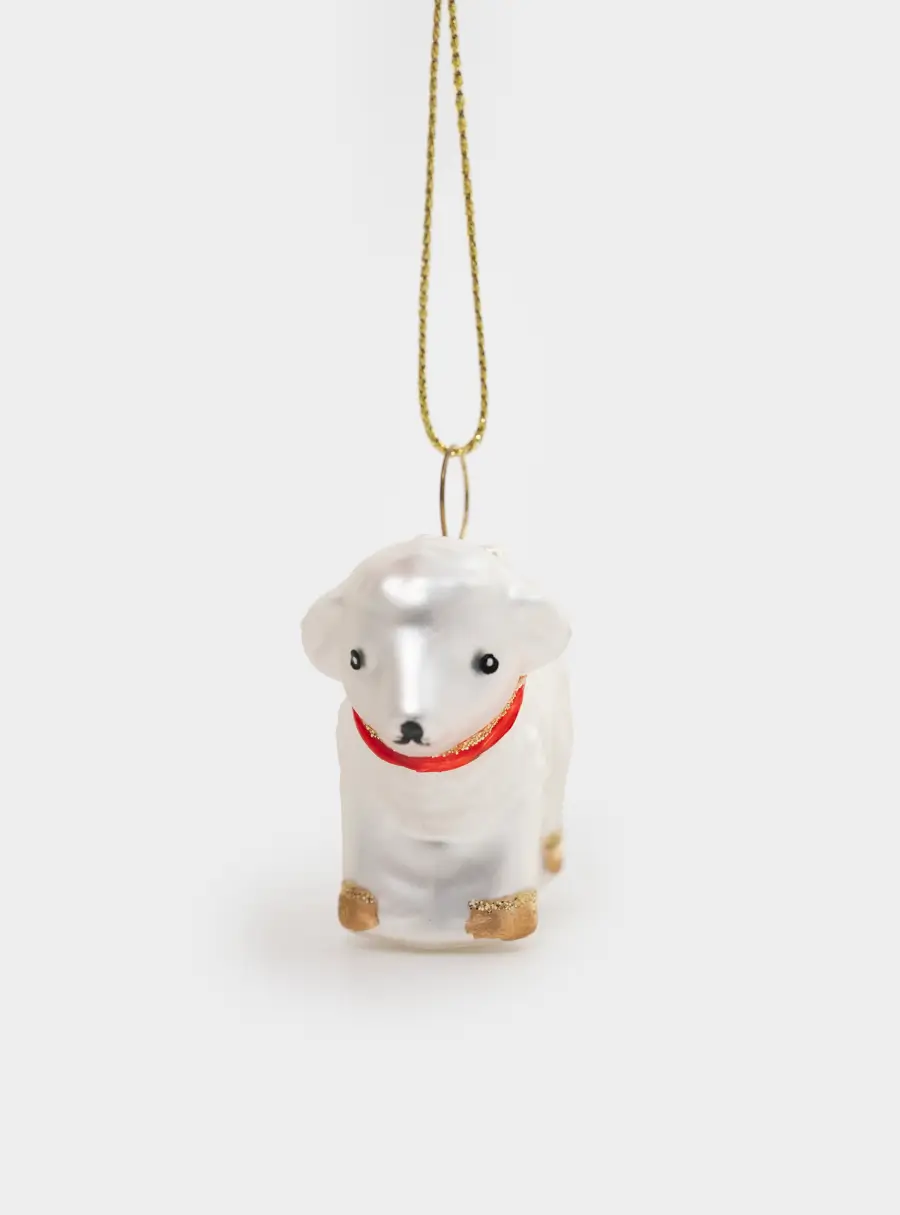 Игрушка елочная, 4 см, 2 шт, стекло, серебристая, Овечки, Sheep ,image-2