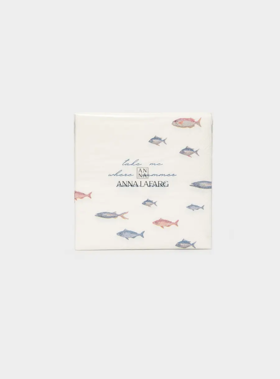 Салфетки бумажные, 21х21 см, 20 шт, квадратные, белые, Рыбы, Sea world ,image-0