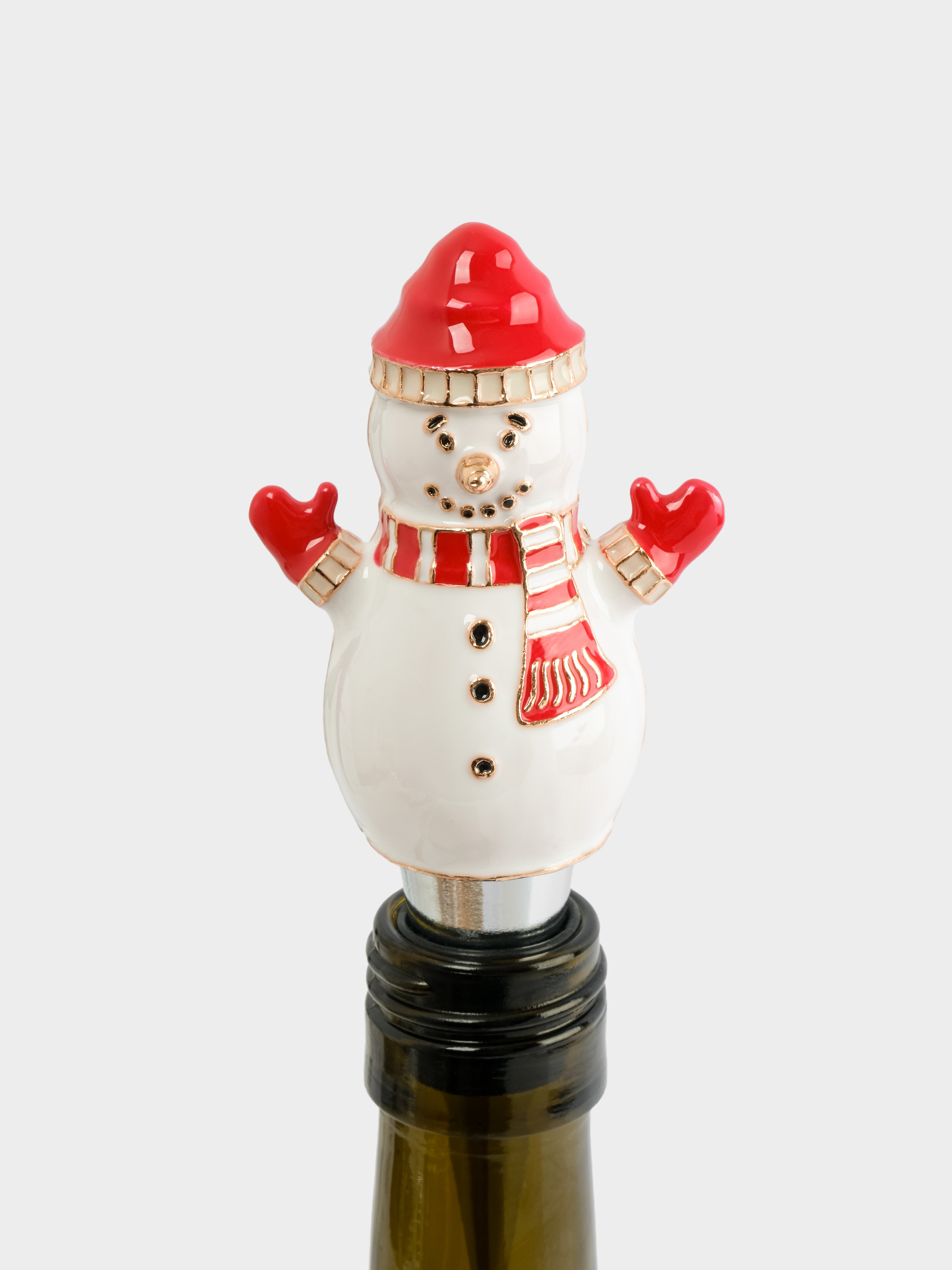 Пробка для винной бутылки с подвесками, 5 пр, металл/стразы, Снеговик, New year, image-2