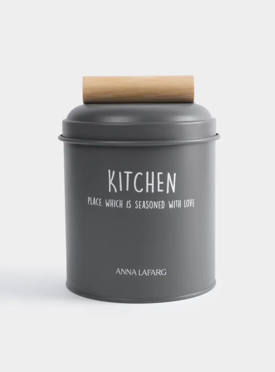 Банка для сыпучих продуктов, 1 л, металл/дерево, графитовая, Local ,image-0