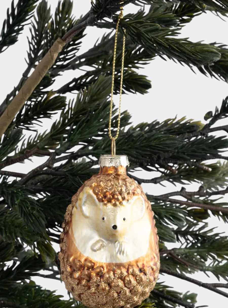 Игрушка елочная, 6x9 см, стекло, коричневый, Ежик, New year, image-4