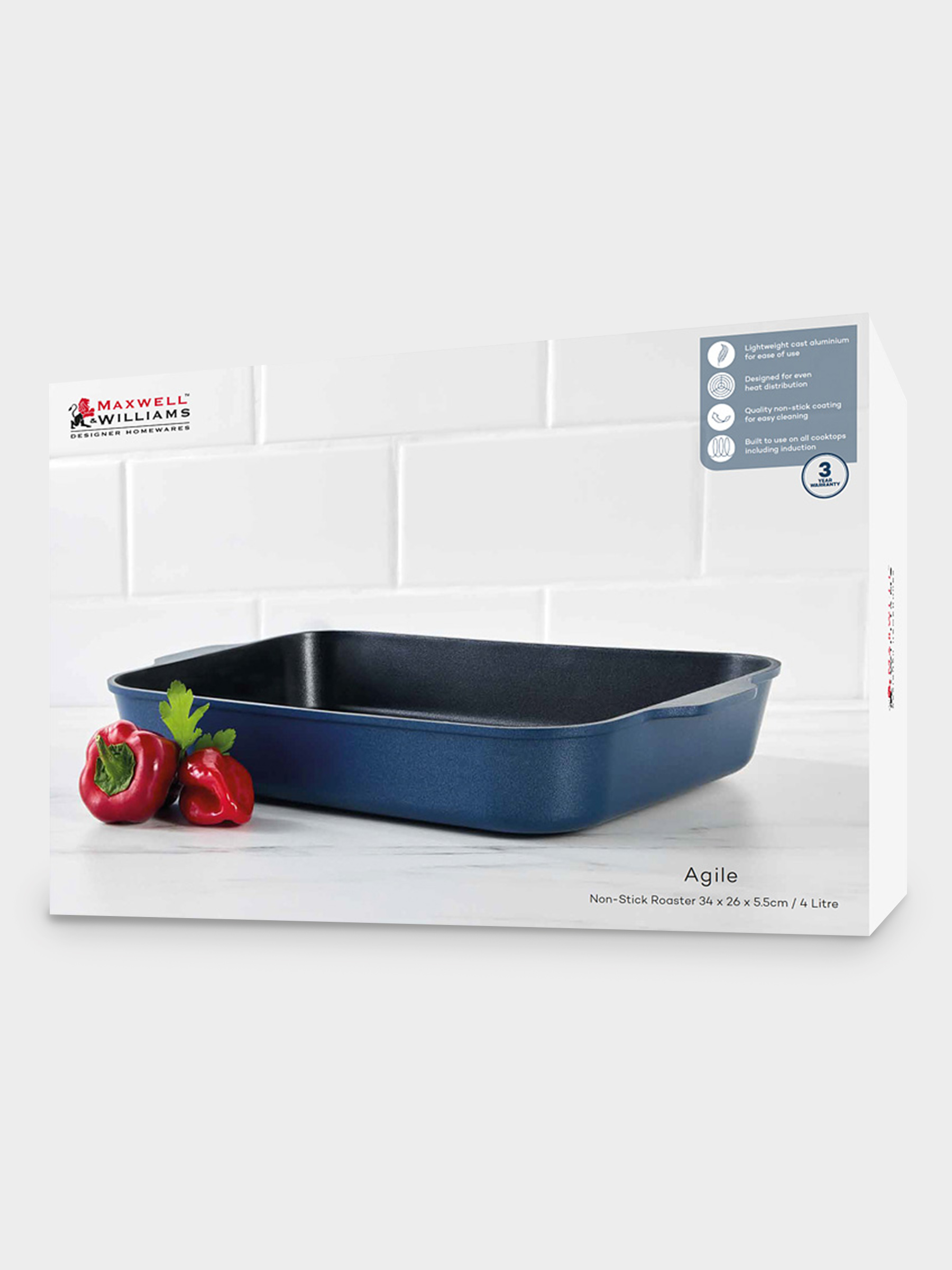 Форма для запекания, 34x26x5.5 см, синяя, с покрытием, Agile, image-2
