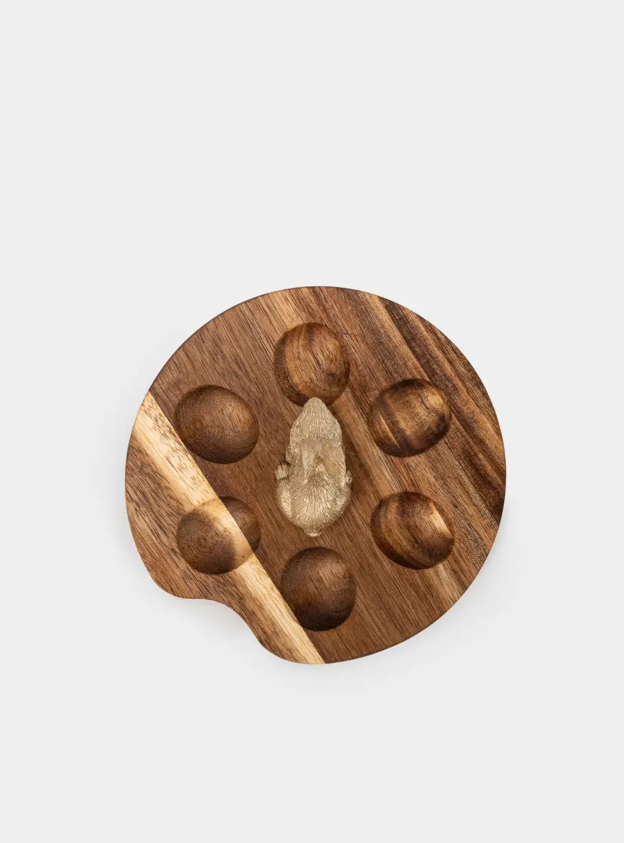 Блюдо пасхальное, 15х6 см, 6 отд, дерево/полирезин, Кролик, Easter ,image-2