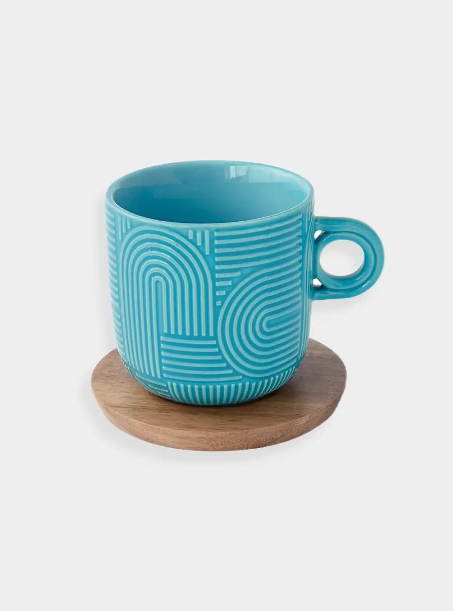 Набор чашек, 2 шт, 0.25 л, мятный, морская волна, на подставке, акация,  Радуга, image-1