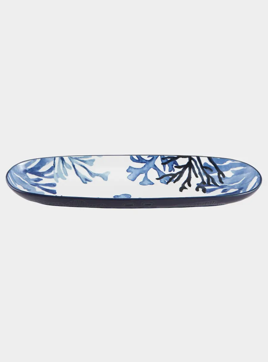 Блюдо, 40х12,5 см, керамика К, белое, овальное, Синие кораллы, Blue Coral ,image-1