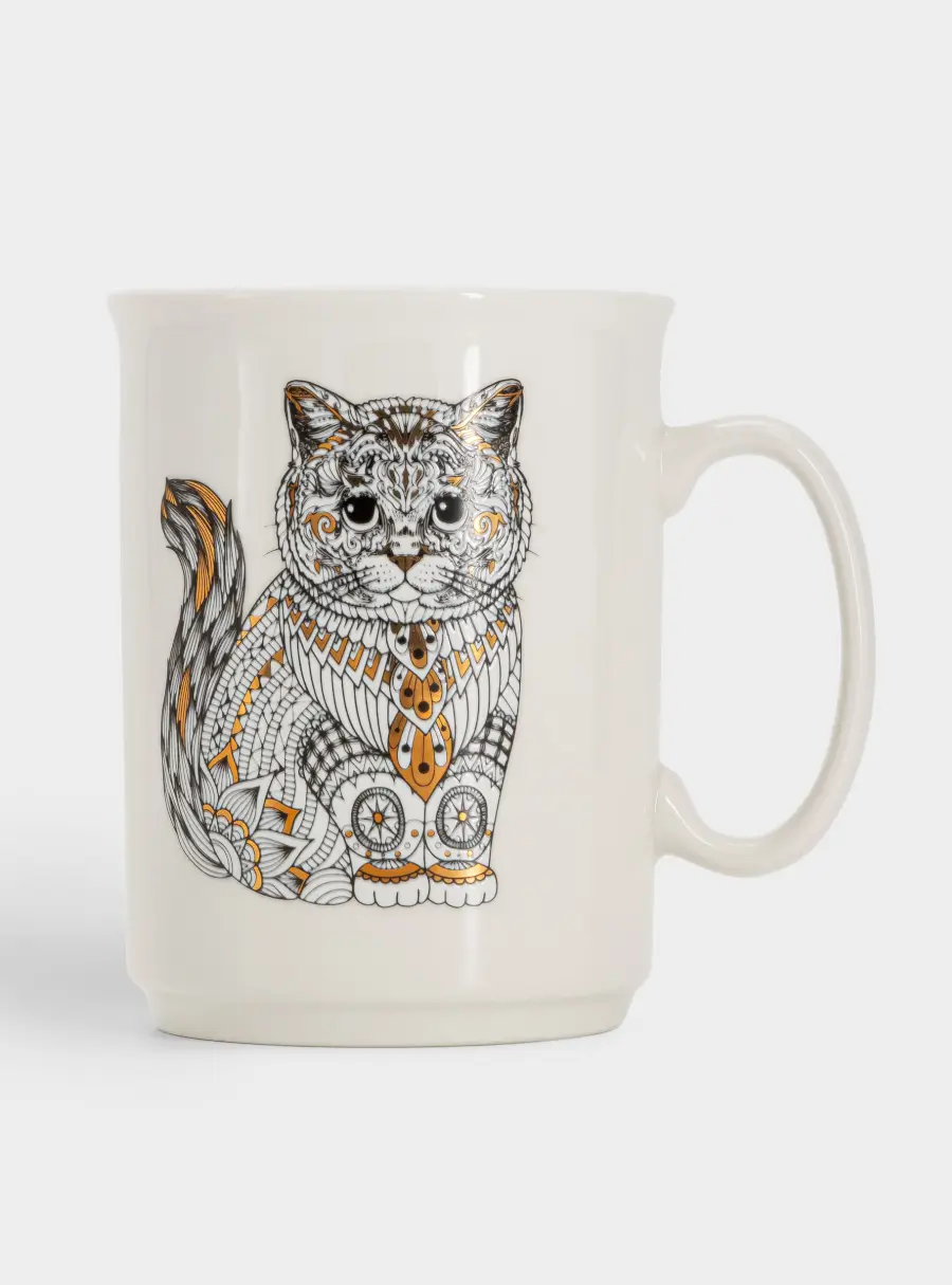 Кружка, 415 мл, фарфор N, белая, Кот, Wild ,image-1