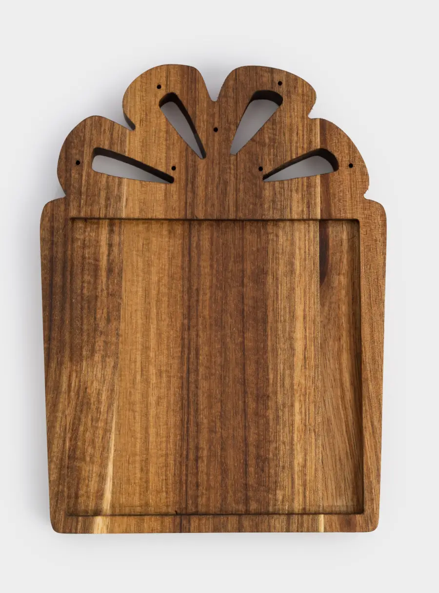 Набор для закусок, 2 пр, на подставке, со шпажками, керамика/дерево, Подарок, New year ,image-4