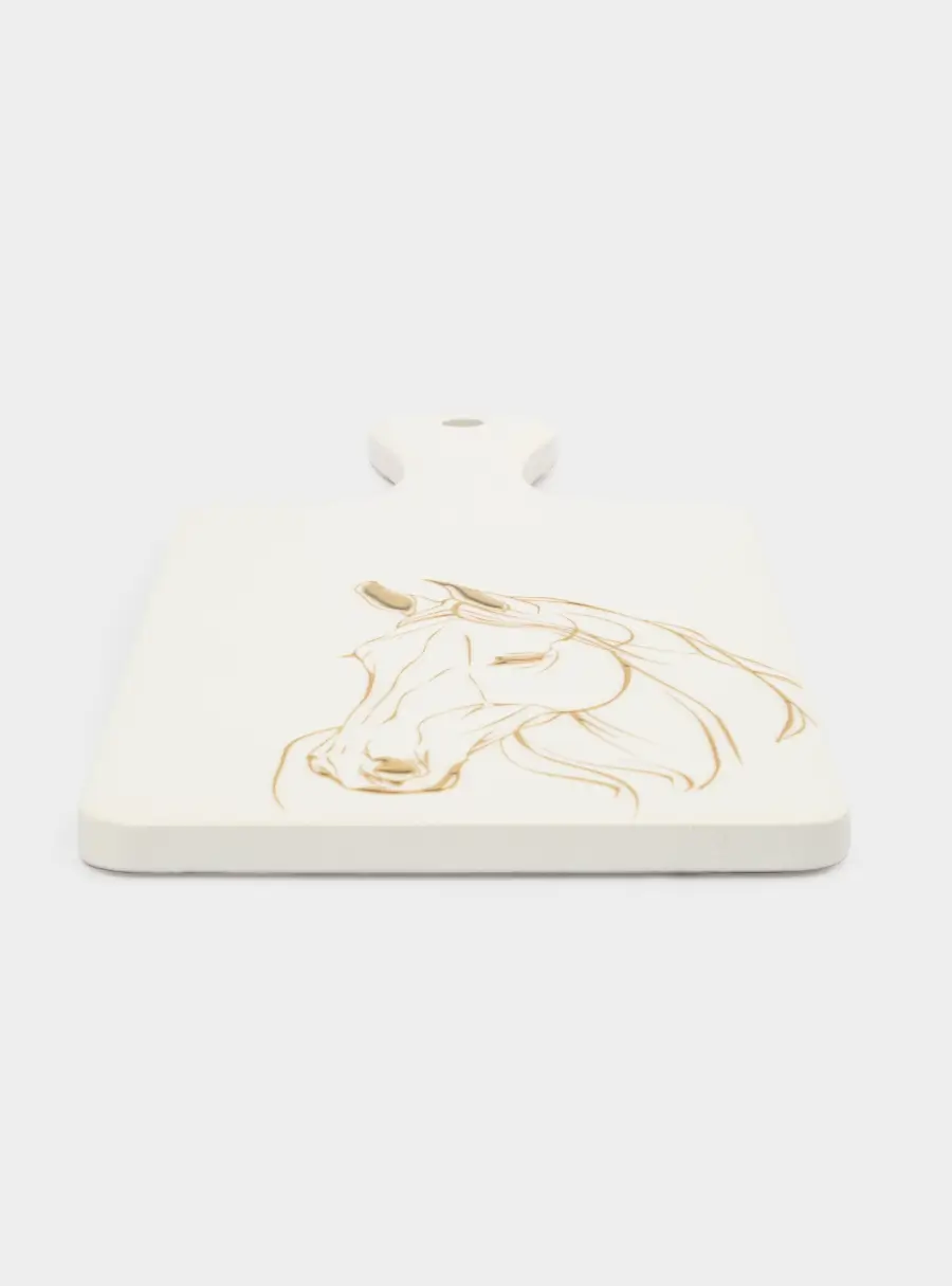 Подставка под горячее, 14х28 см, керамика/пробка, с ручкой, белая, Лошадь, Horse ,image-2