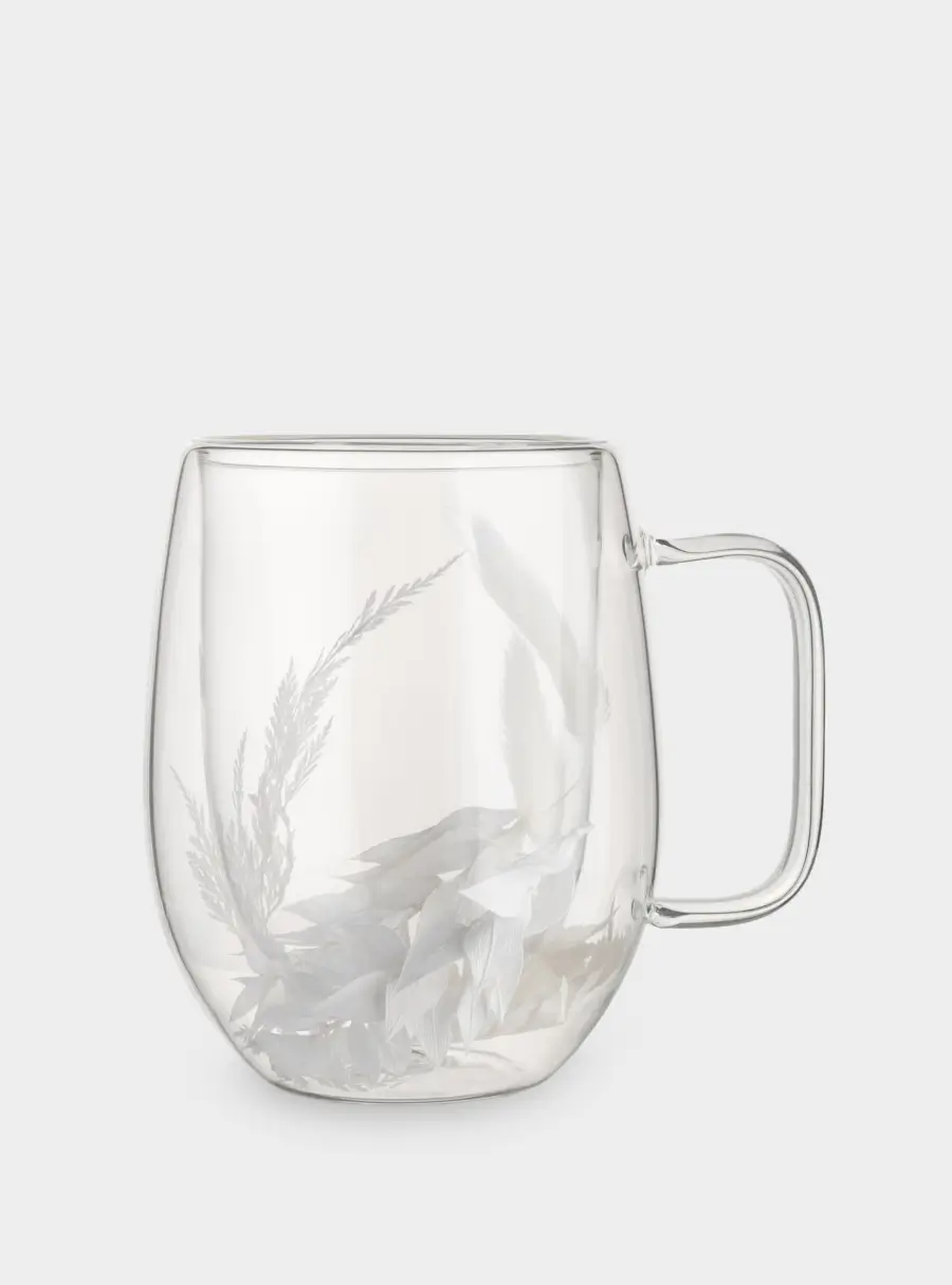 Кружка, 330 мл, стекло Б, с сухоцветами внутри, Белые цветы, Wind-mystery ,image-2