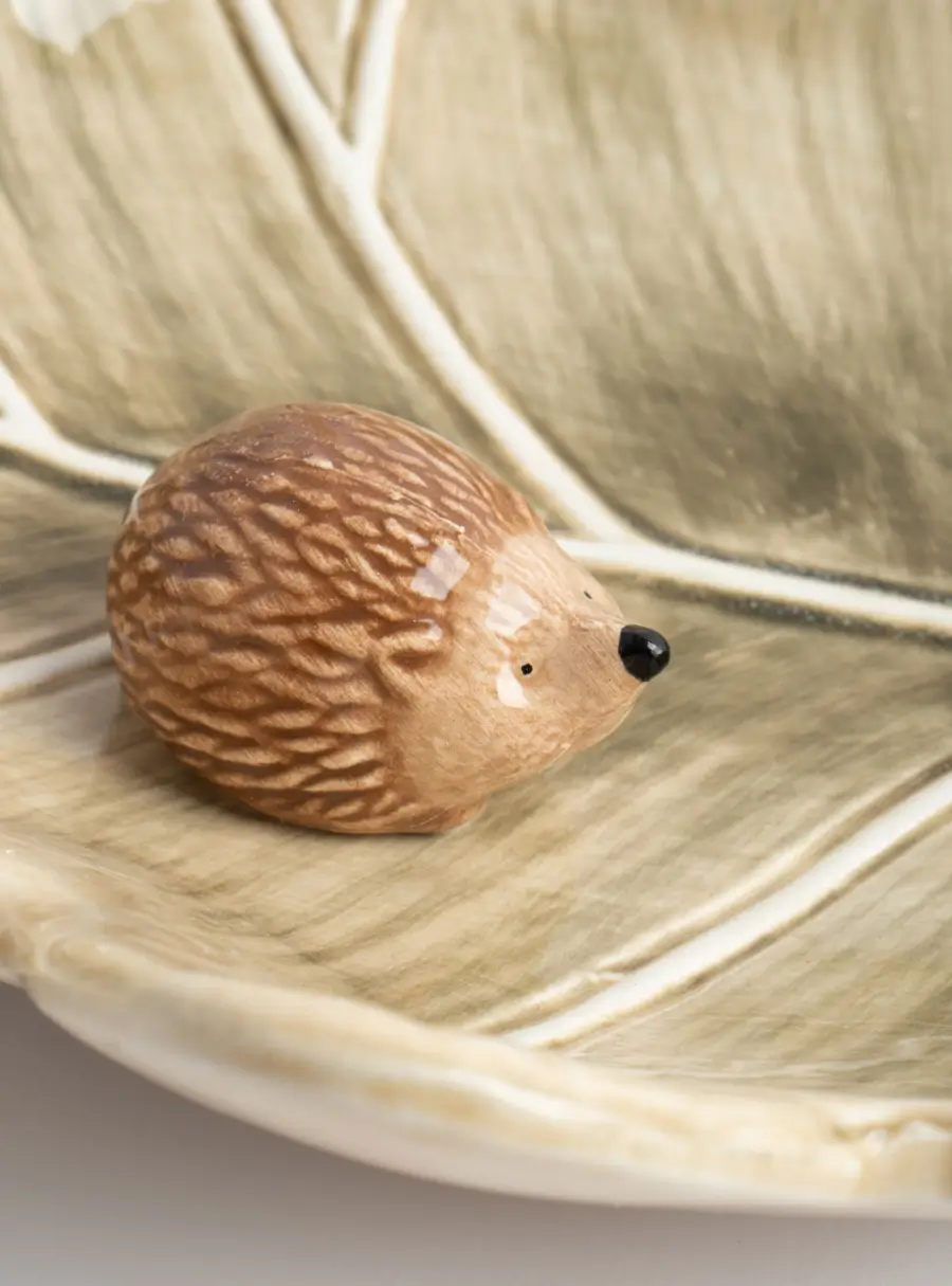 Блюдо, 20х17 см, керамика, зеленое, Еж на листе, Autumn forest, image-3