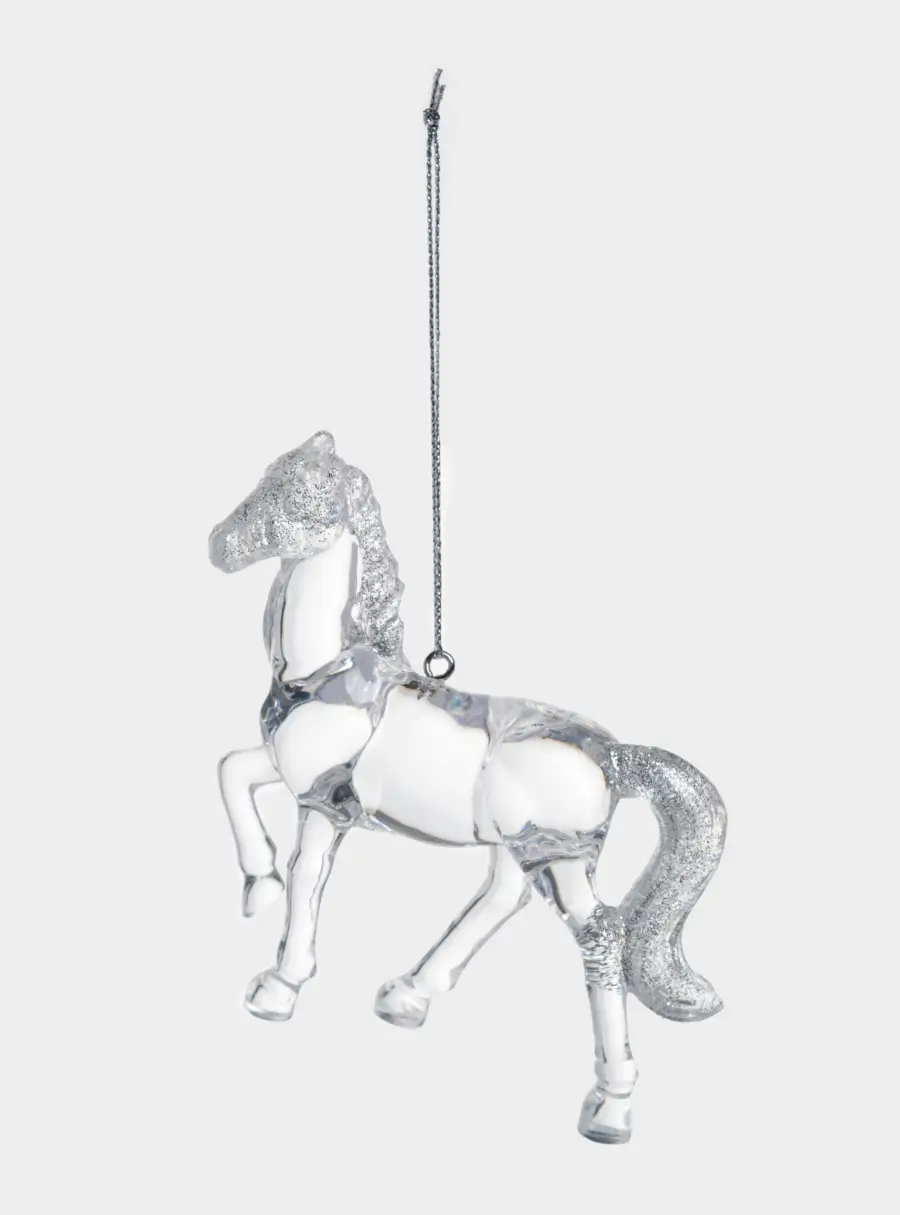 Игрушка елочная, 9 см, акрил, серебристая, Лошадь, Horse ,image-2