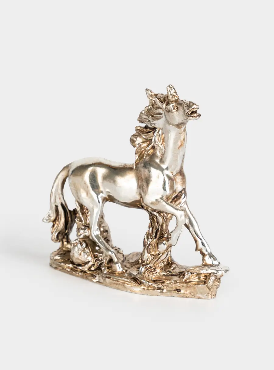 Статуэтка, 8 см, полирезин, серебристая, Бегущая лошадь, Horse ,image-1