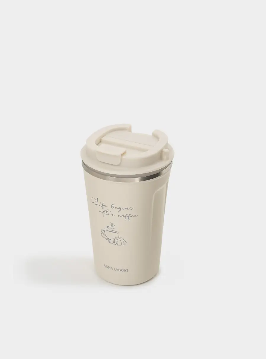 Термокружка, 380 мл, сталь/пластик, молочная, Доброе утро, Coffee lover ,image-1