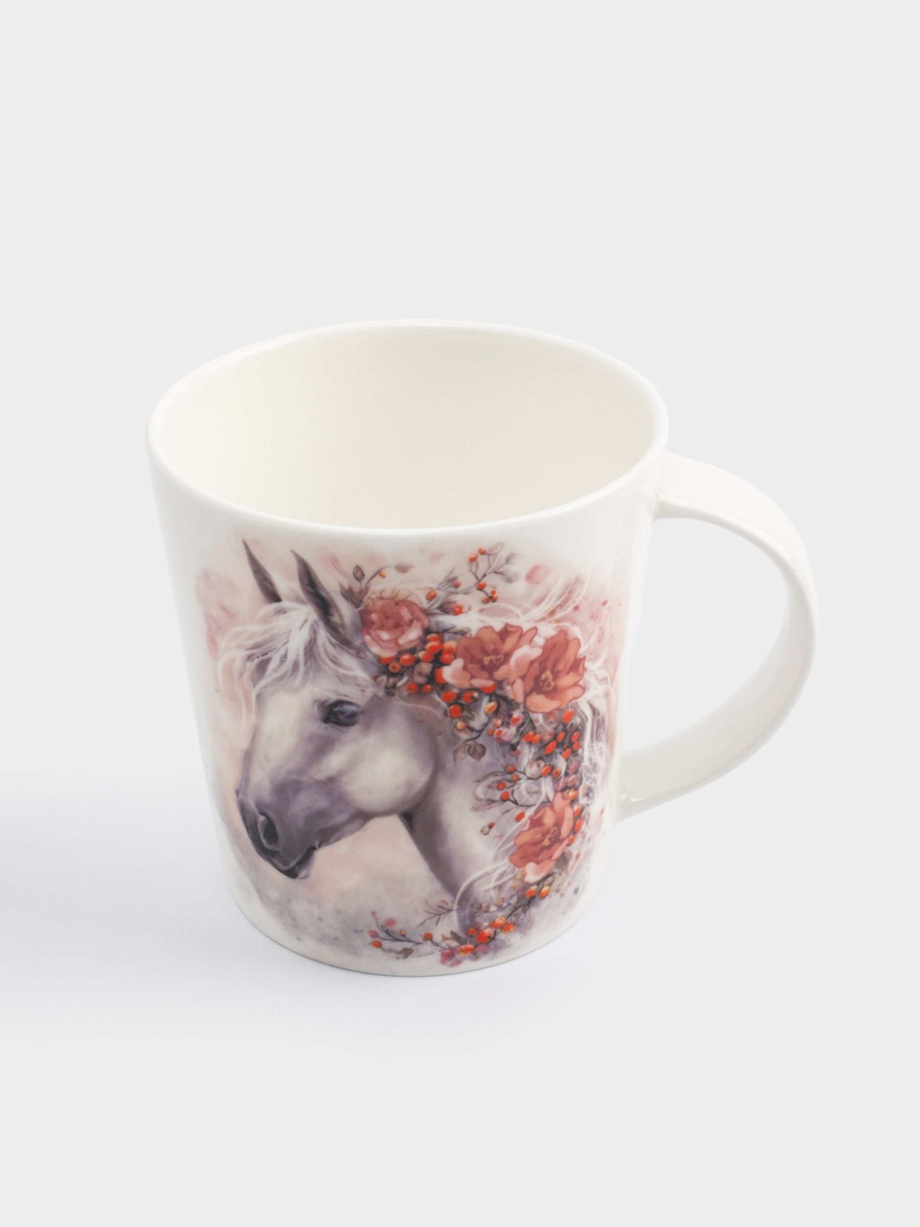 Кружка, 450 мл, фарфор F, белая, Лошадь с цветами, Horse, image-4
