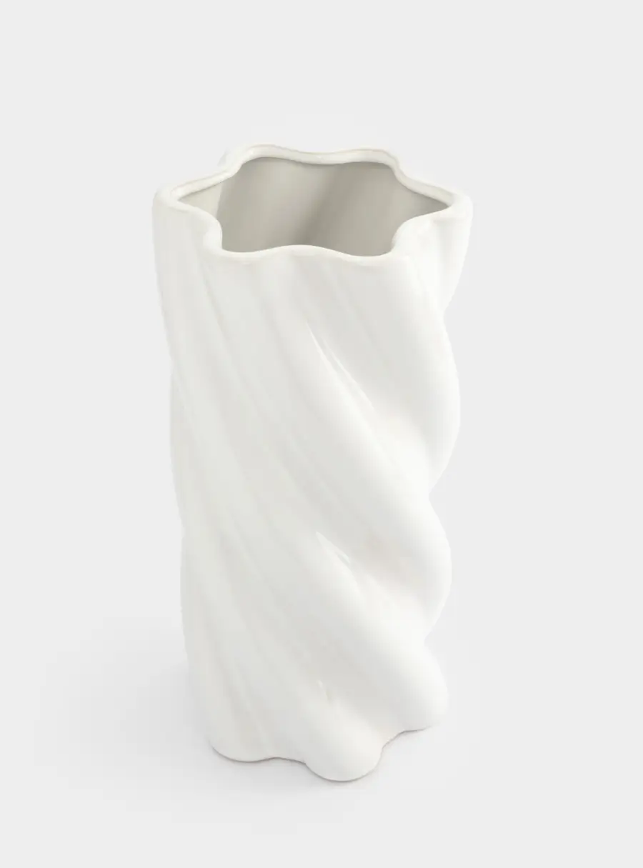 Ваза для цветов, 30 см, керамика, молочно-бежевая, Drapery ,image-2
