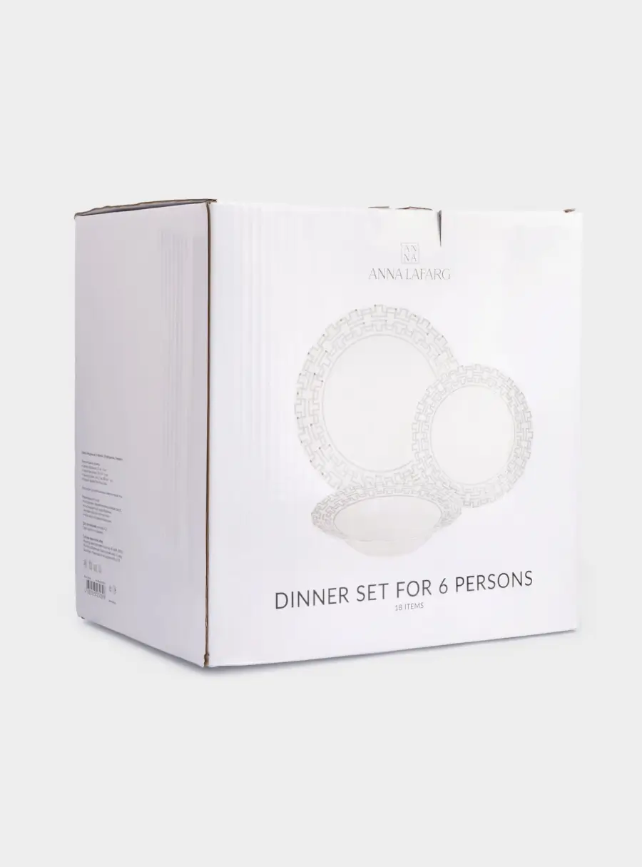 Сервиз обеденный, 6 перс, 18 пр, фарфор F, белый, Орнамент, Greco, image-11