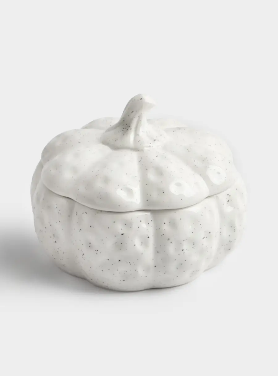 Емкость для хранения, 18х16 см, 1,3 л, керамика D, белая, в крапинку, Тыква, Light pumpkin ,image-0