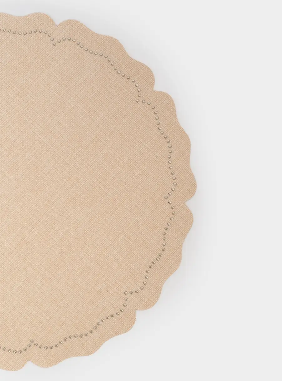 Салфетка под приборы, 38 см, полиэстер/металл, фигурная, молочная, Цветок ,image-1