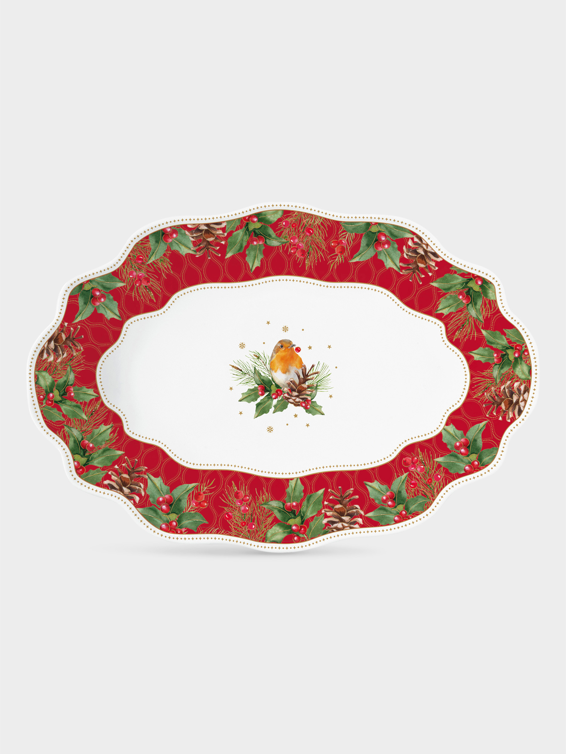 Блюдо, 30x21x5 см, овальное, Рождественские ягоды, image-0