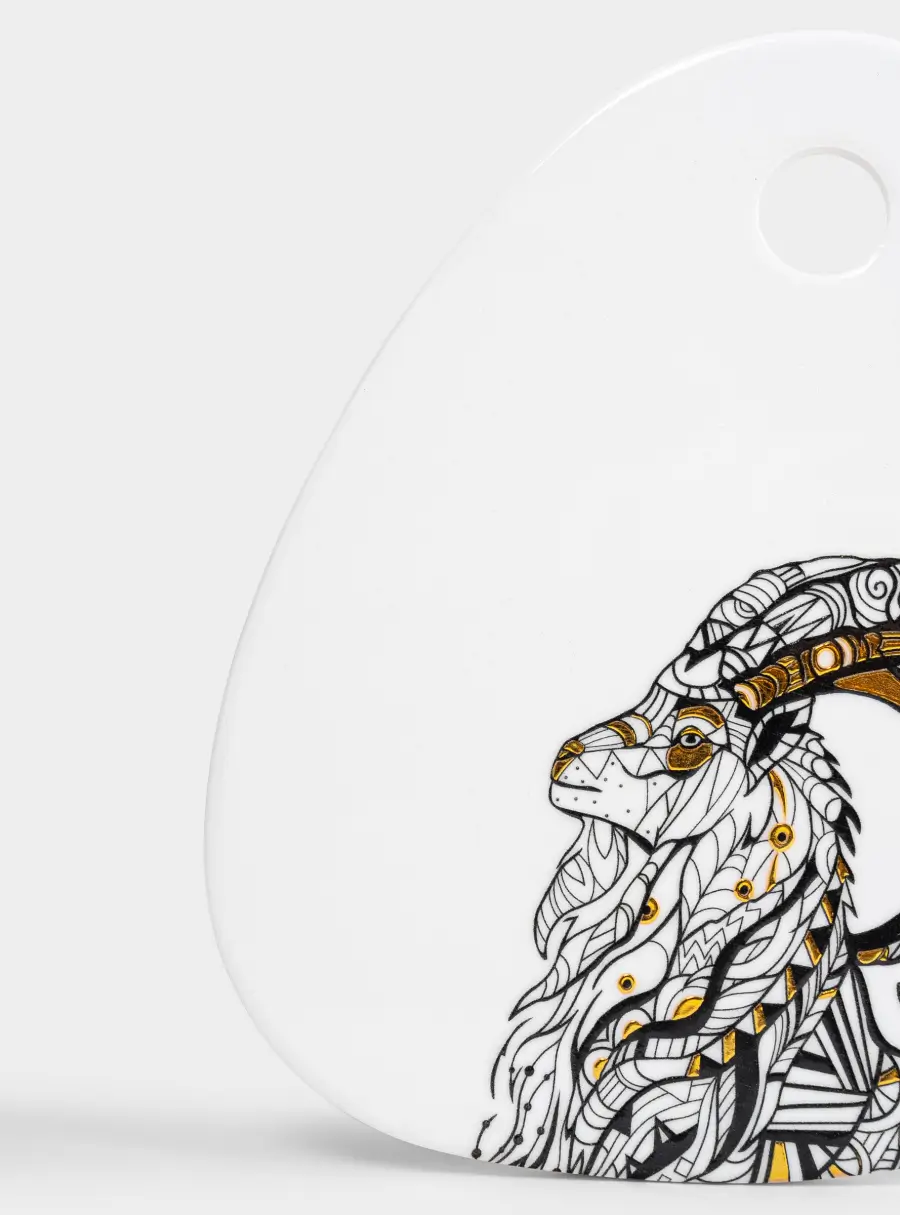 Подставка под горячее, 15х20 см, керамика D/пробка, белая, Горный козел, Goat ,image-1