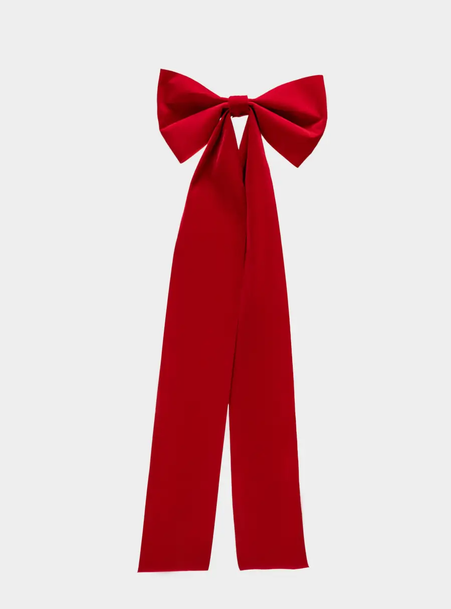 Украшение декоративное, 35x100 см, на клипсе, полиэстер, красное, Бант, New year