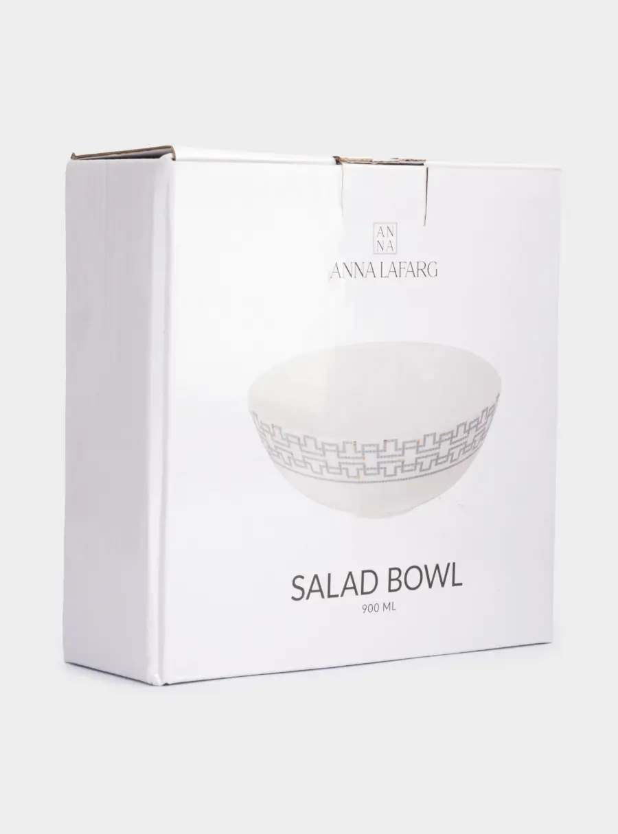 Салатник, 18х6 см, 900 мл, фарфор F, белый, Орнамент, Greco, image-4