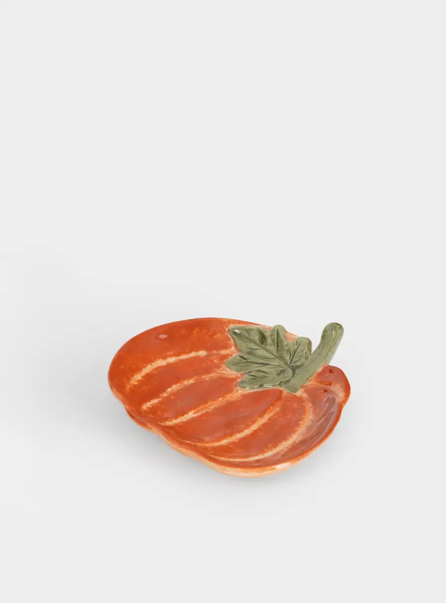 Блюдо, 16х14 см, керамика D, оранжево-зеленое, Тыква с листом, Bright pumpkin ,image-1