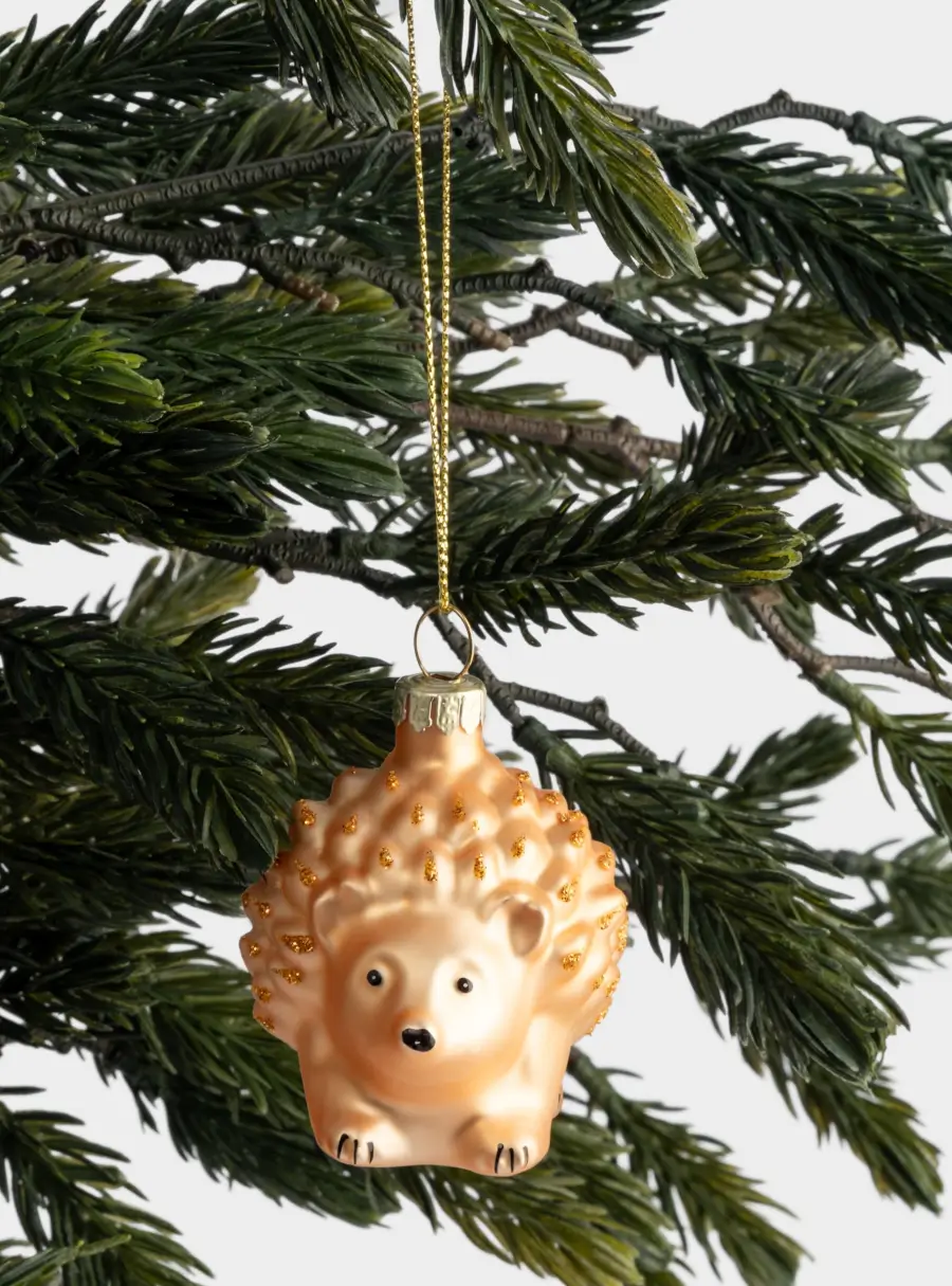 Игрушка елочная, 6x6 см, стекло, золотистая, Ежик, New year, image-3